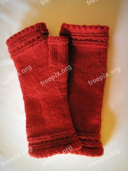 Knitt Wool Red Knitted Mitts