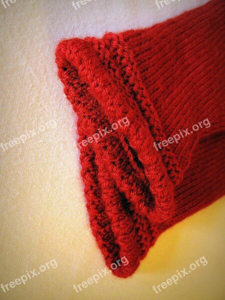 Knitt Wool Red Knitted Mitts