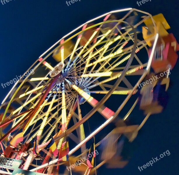 Ferris Wheel Amusement Park Wheel Night Rotate