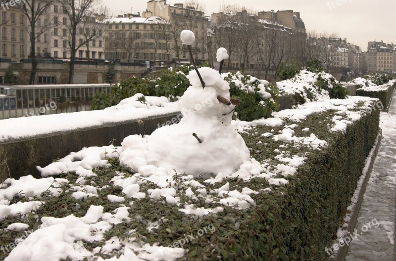 Snow Sculpture Snow Man Paris France