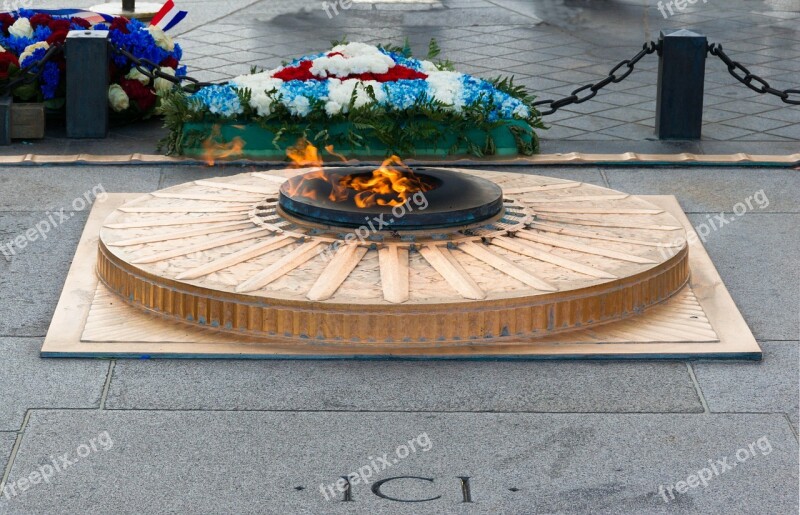 Eternal Flame Arc De Triomphe Paris France Landmark