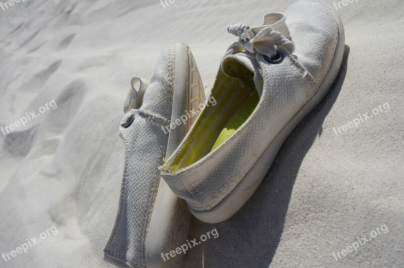 Canvas Shoe White Shoe Sand Free Photos