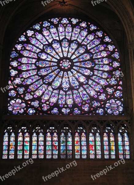 Notre Dame Cathedral Stained Glass Window Rose Paris France