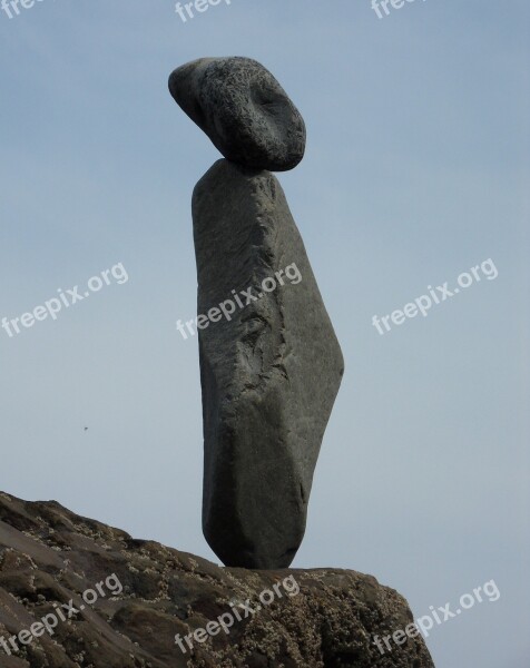 Rock Balance Sky Stone Calm