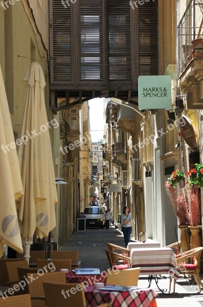 Street Cafe Malta Downtown Historic Old Town Pedestrian Zone