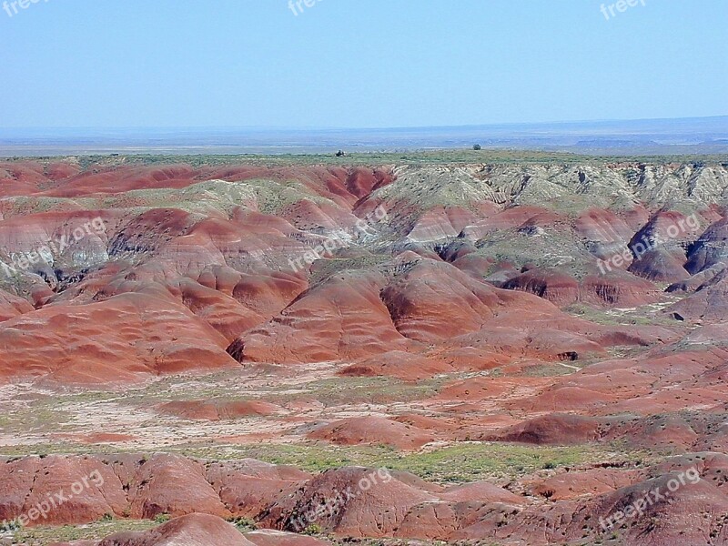 Arizona Petrified Forest National Park Usa Desert Red