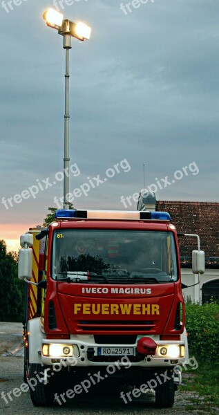 Fire Rüstwagen Blue Light Exercise Volunteer Firefighter