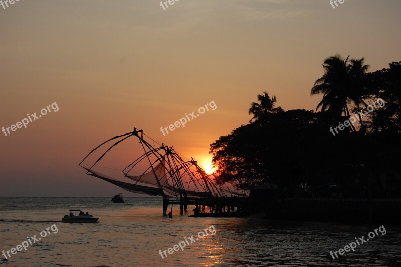 Fishing Nets India Flow Sunset Free Photos