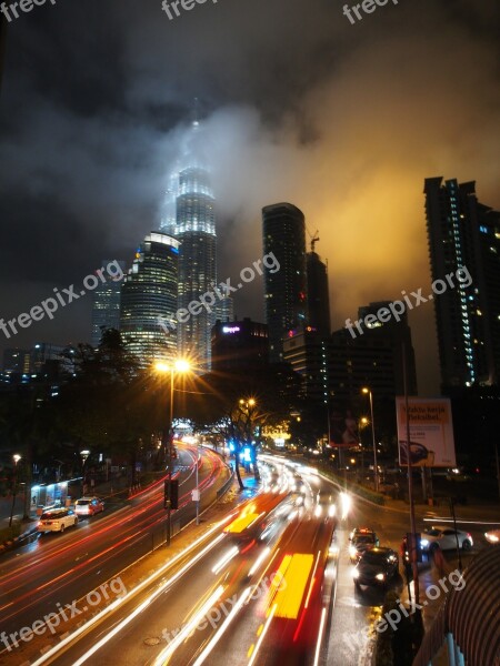 Malaysia Kuala Lumpur Klcc Night Cityscape