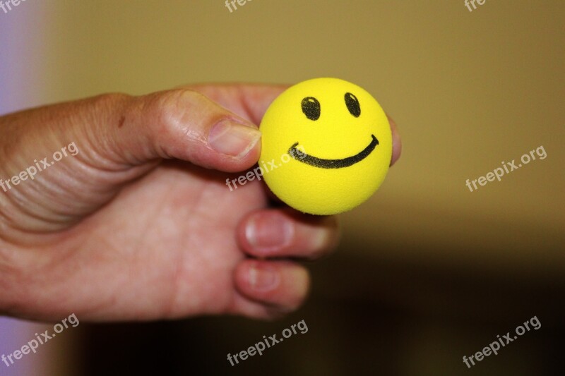 Smiley Ball Laughing Face Yellow Hand