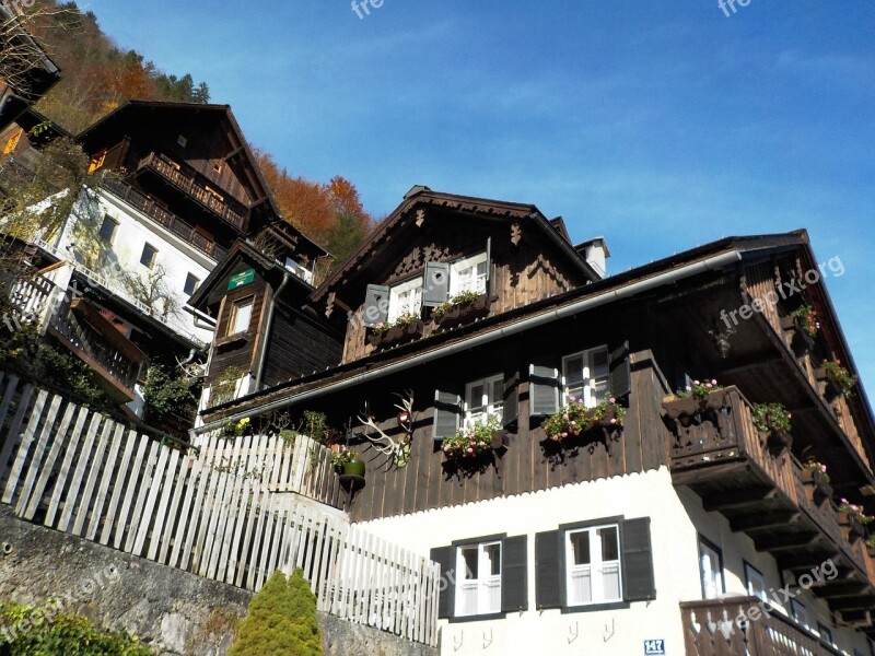 Houses Slope Landscape Mountain Hallstatt