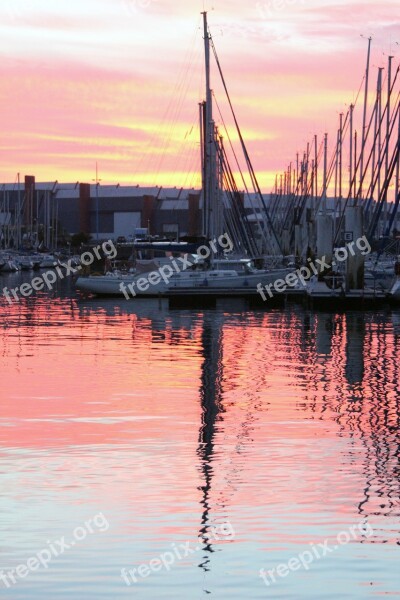 Yacht Reflection Cherbourg France Dusk