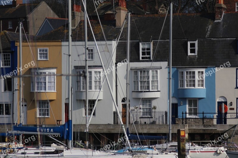 Weymouth Harbour Boats Cottages Colourful