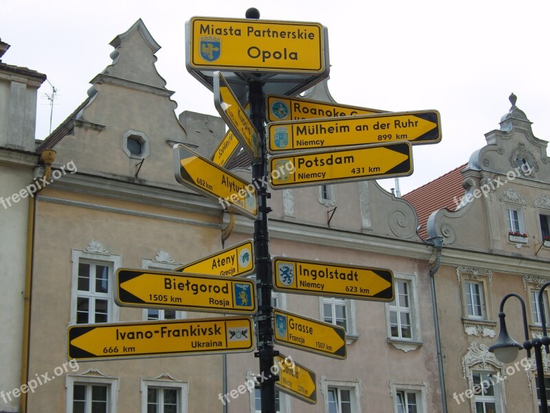 Signs City Poland Opole Direction