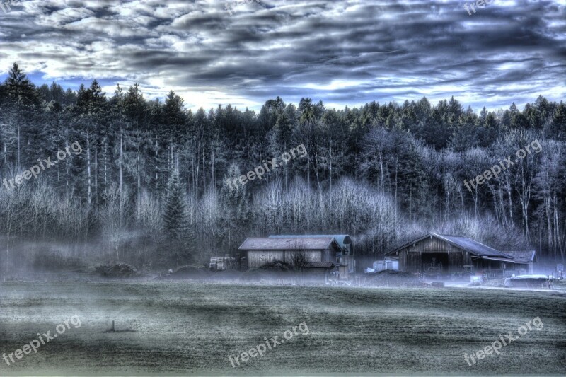 Winter Fog Landscape Cold Chiemgau