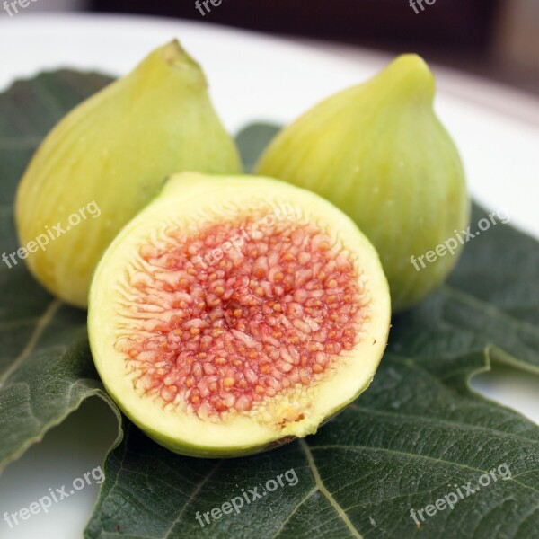 Figs Fruit Half Leaf Mediterranean