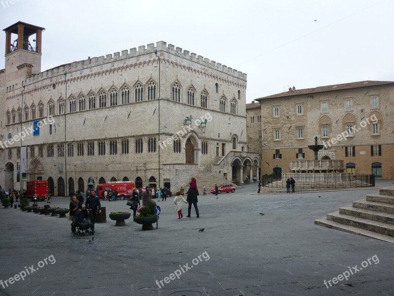 Perugia Umbria Square Partisans Fountain More Free Photos