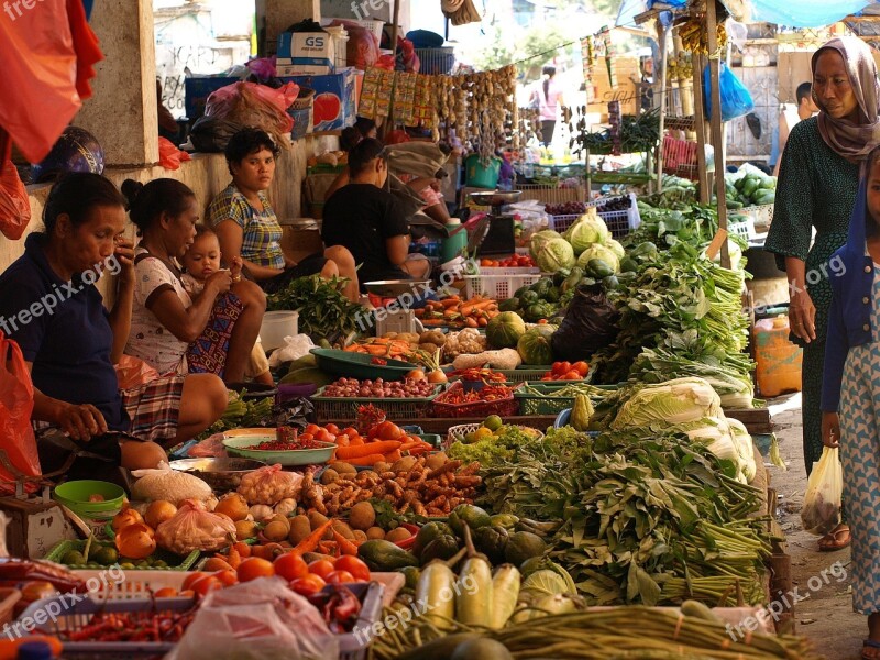 Indonesia Asia Market Street Scene Free Photos