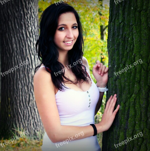 Girl Forest Hair Light Portrait