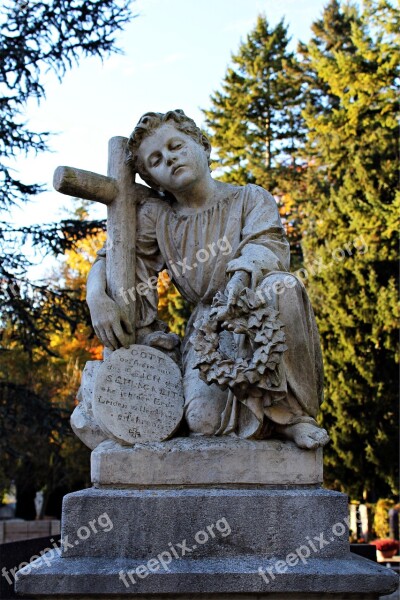 Tomb Sculpture Cemetery Mourning Tombstone