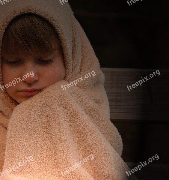 Child Girl Blanket Evening Freeze