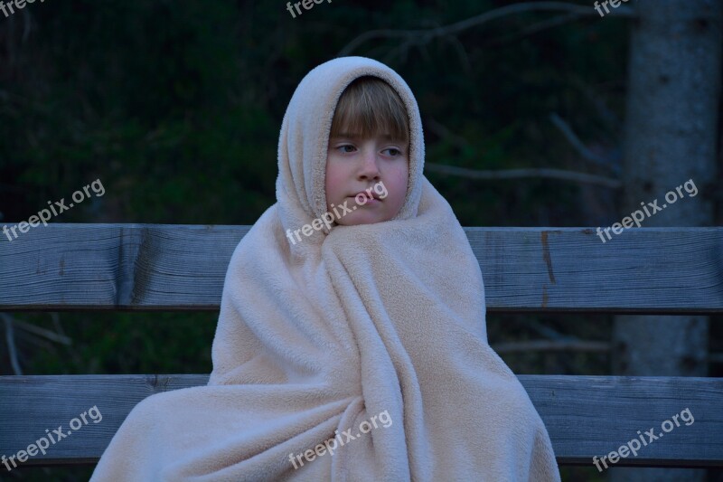 Child Girl Blanket Evening Freeze