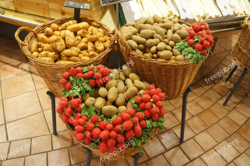 Potatoes Vegetables Radishes Food Organic