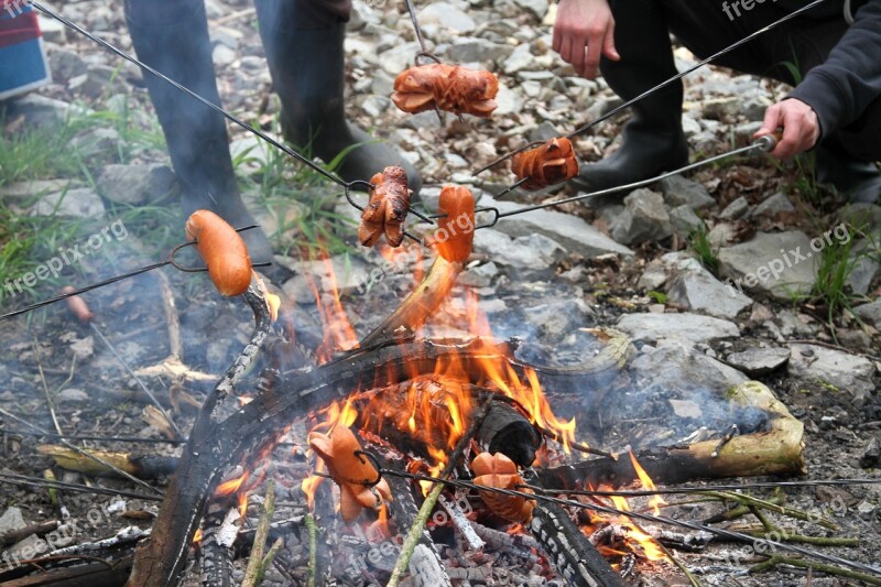 Sausages Fire Toasting Free Photos