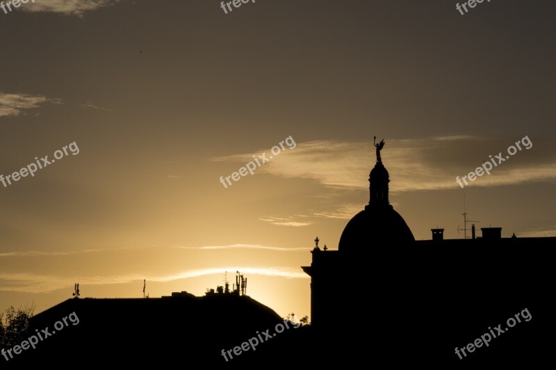 Zagreb Silhouette Sunset Croatia Europe