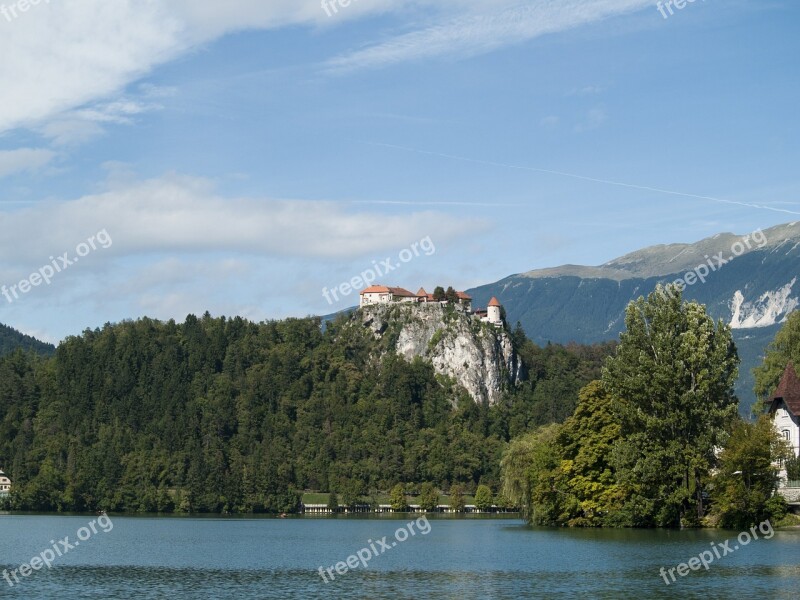 Bled Castle Slovenia Forest Lake