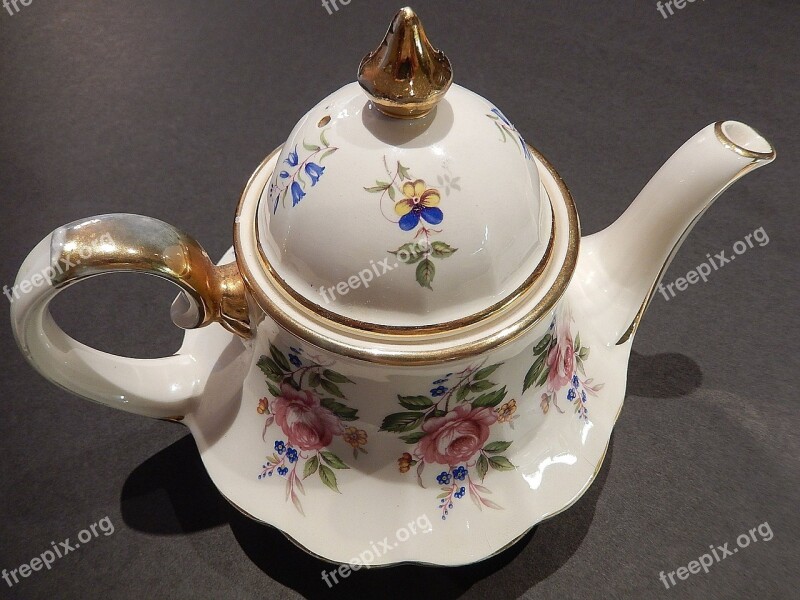 Tea Pot England Painted Ceramic China