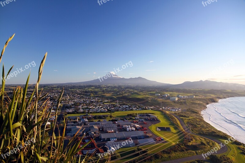 Mt Egmont New Zealand Taranaki Coast Sea