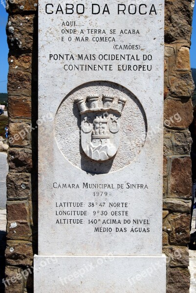 Cabo Da Roca Monument Portugal Extreme West