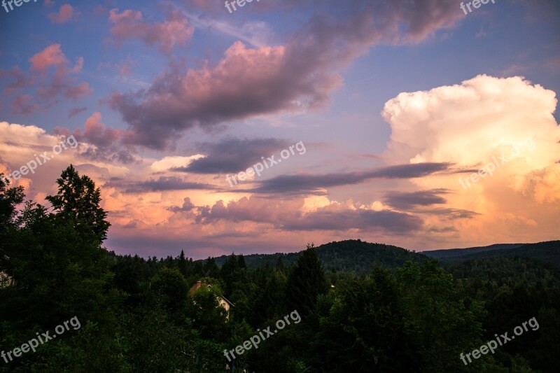 Clouds Impressive Forest Sky Nature