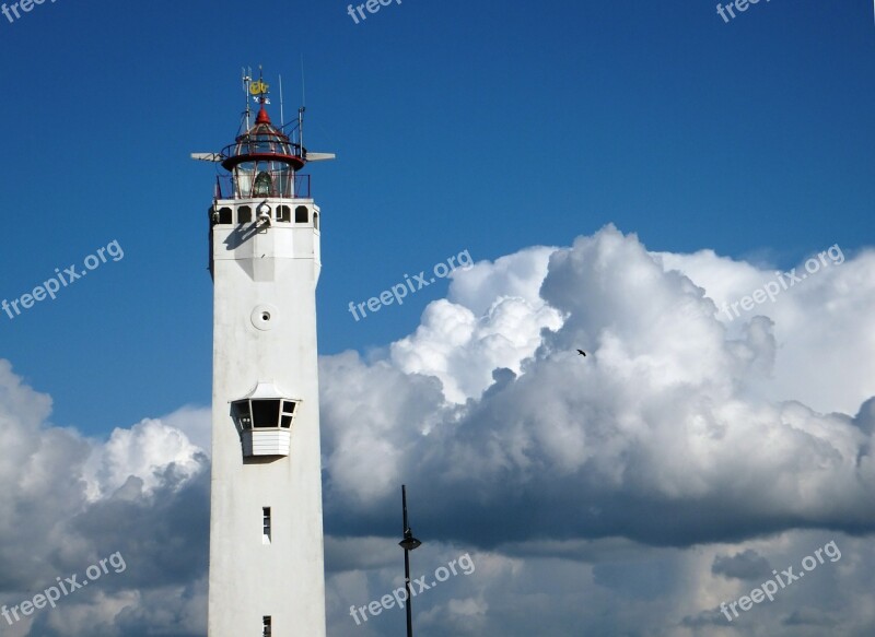 Lighthouse Air Clouds Blue White