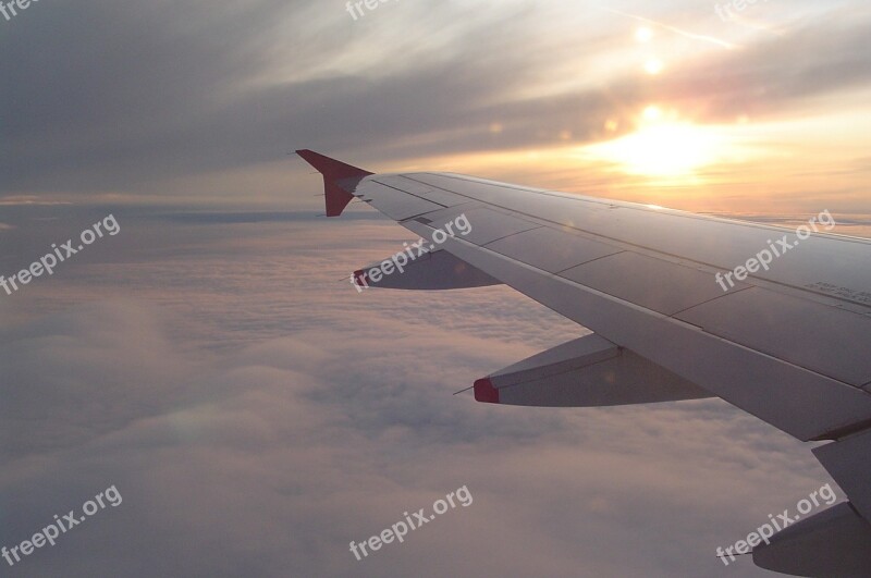 Wing Aircraft Sky Clouds Flying