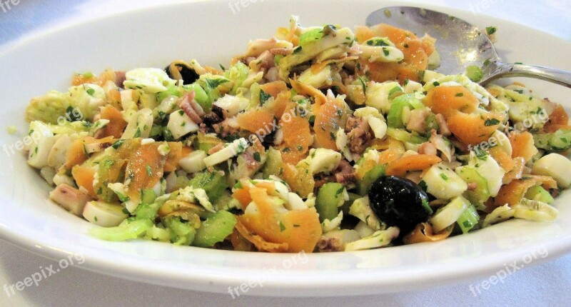 Seafood Salad Octopus Celery Vegetables Italy