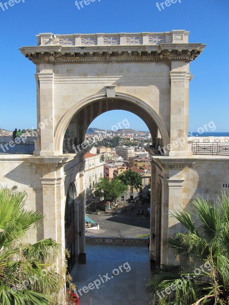 Bastion San Remy Calgiari Sardinia Historic Center Free Photos