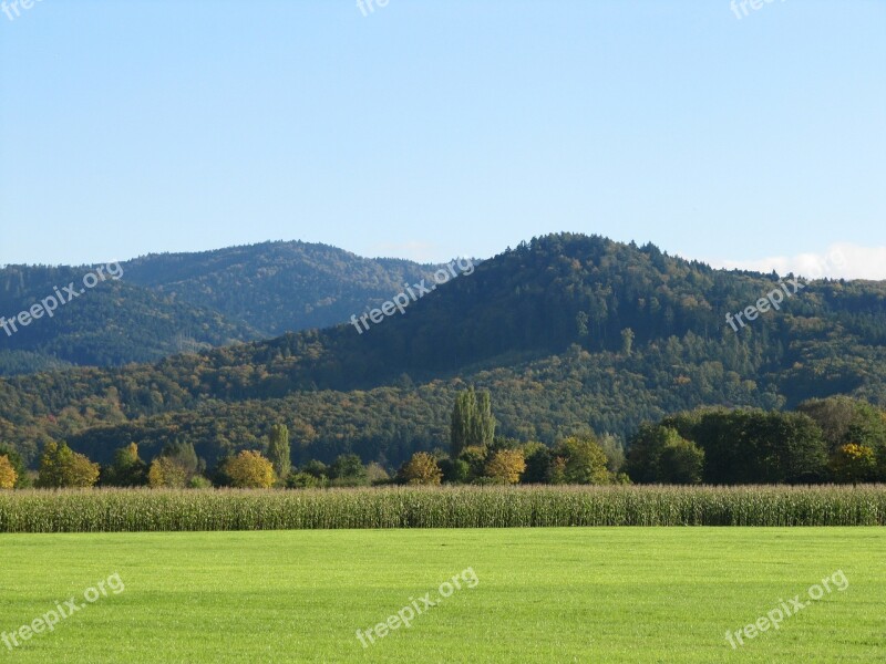 Denzlingen Autumn Beginning Forest Landscape Cornfield