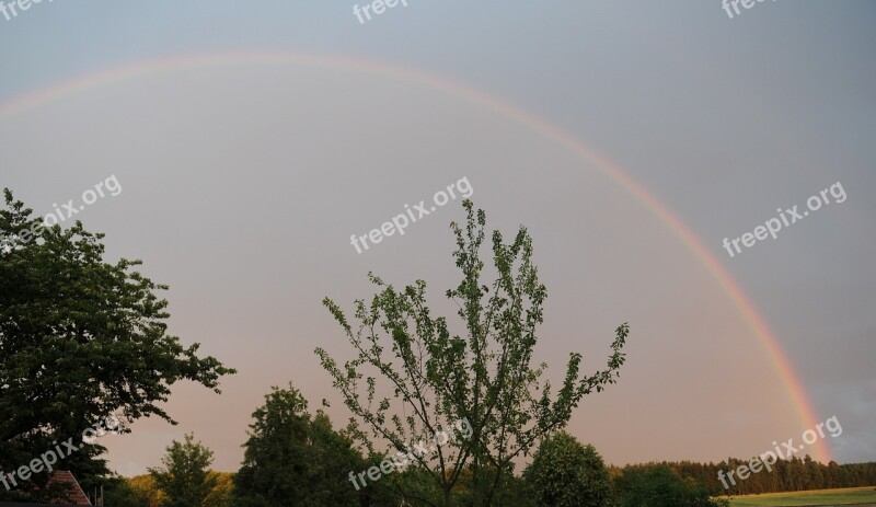 Rainbow Nature Thunderstorm Evening Sky