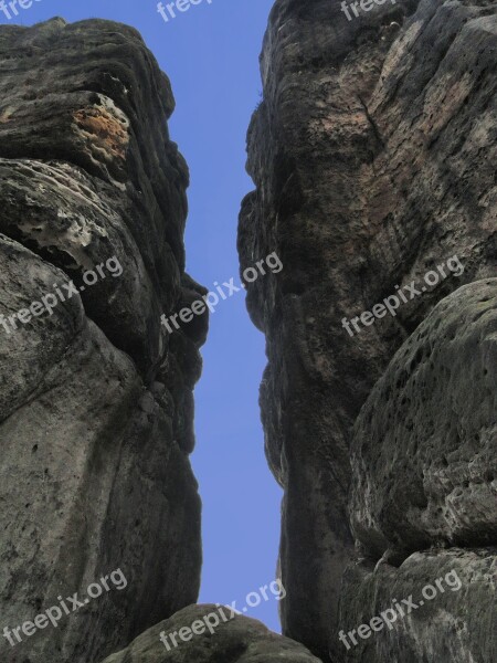 Rock Elbe Sandstone Mountains Saxon Switzerland Sky Outlook