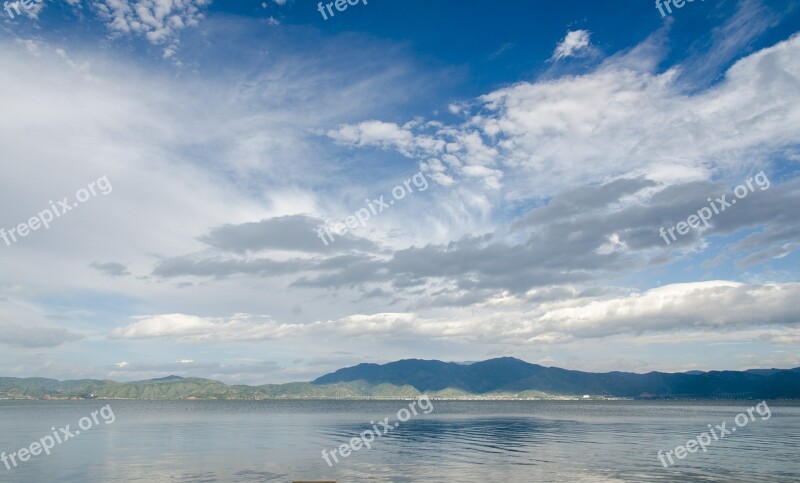 Erhai Lake Blue Sky White Cloud Free Photos