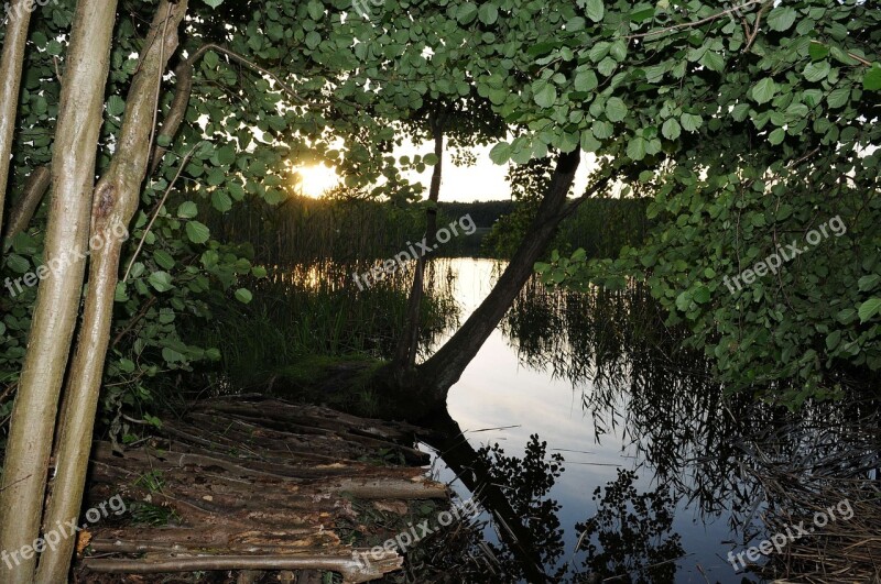 Lake Sunset Mecklenburgische Seenplatte Germany Mecklenburg Western Pomerania