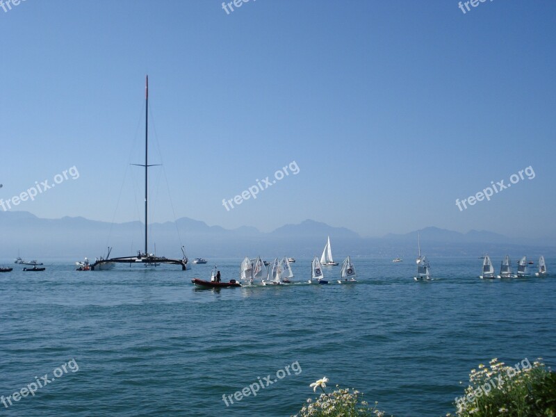 Catamaran Alinghi Lake Geneva Lausanne Switzerland