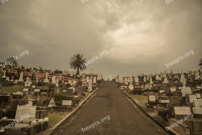 Graveyard Sepia Clouds Thunderstorm Free Photos