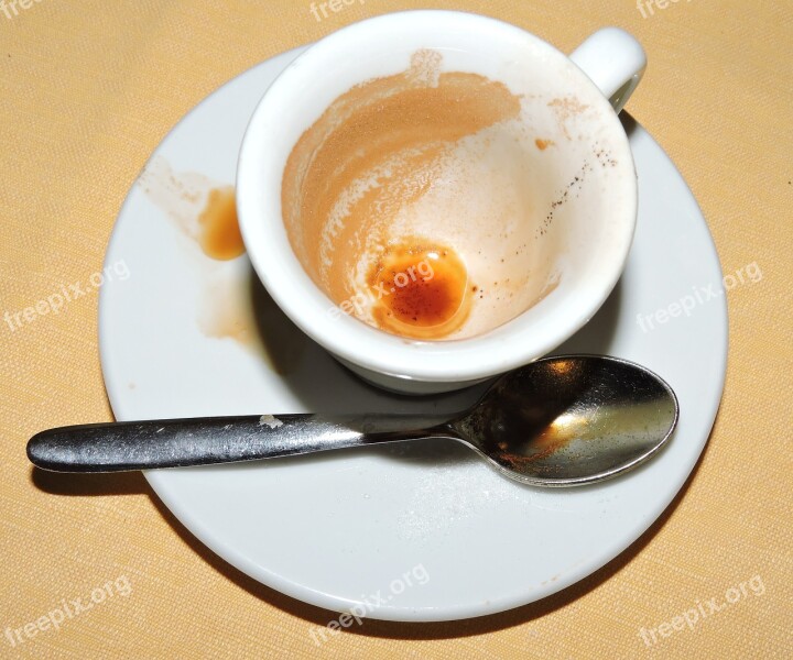 Cup Dirty Coffee Teaspoon Saucer