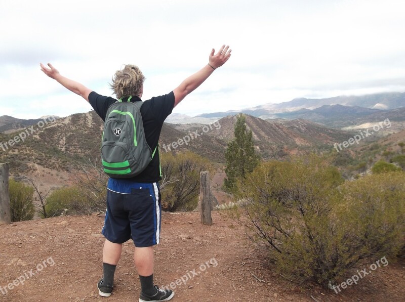 Hiker Hiking Happy Peak Top