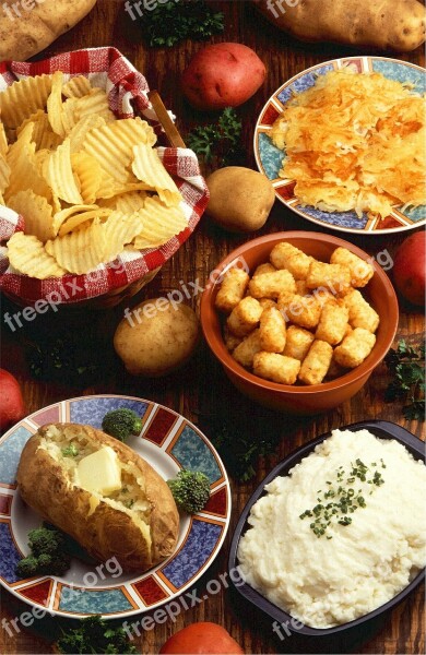 Potatoes Dishes Baked Mashed Chips