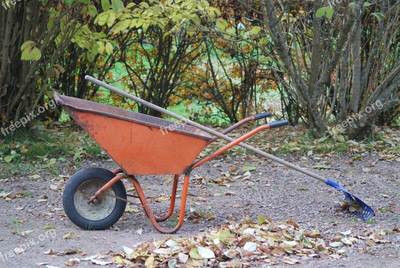 Wheelbarrow Autumn Rake Foliage Free Photos