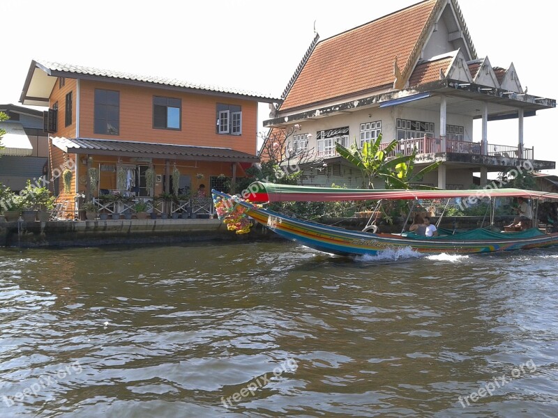 Temple Water River Boat Buddhism